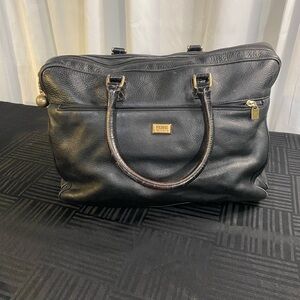 Gianfranco Ferre Black Leather Travel Bag vintage
